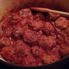 A picture of Meatballs with Meze Rigatoni.