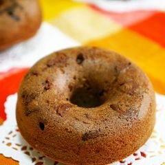 A picture of Christmas or Valentine's Day Baked Chocolate Donuts.