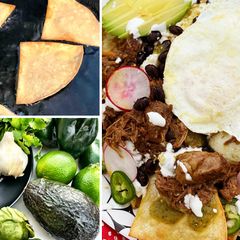 A picture of Braised Wagyu Beef Chile Verde Chilaquiles.