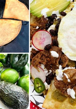 A picture of Braised Wagyu Beef Chile Verde Chilaquiles.