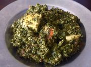 A picture of restaurant style palak paneer