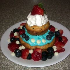 A picture of Rick's Red White and Blue Cheese-Berry Muffincake for Two.