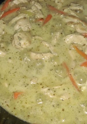 A picture of Thai chicken green curry.