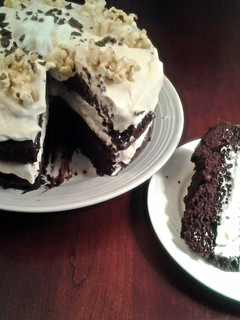 A picture of Chocolate Cake with Caramel Mousse Filling.