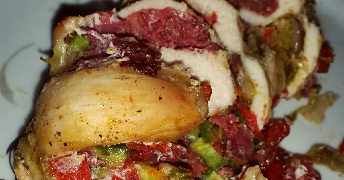 Pastrami stuffed boneless chicken breasts Recipe by Amr Tarek Cookpad