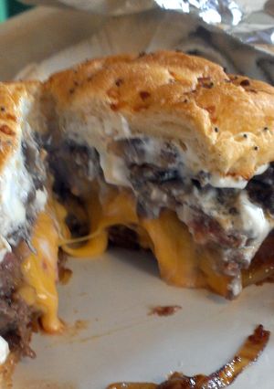 A picture of Juicy Lucy Stroganoff Burgers.