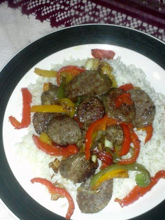 A picture of Sausage, Peppers & Onions w/ Rice.