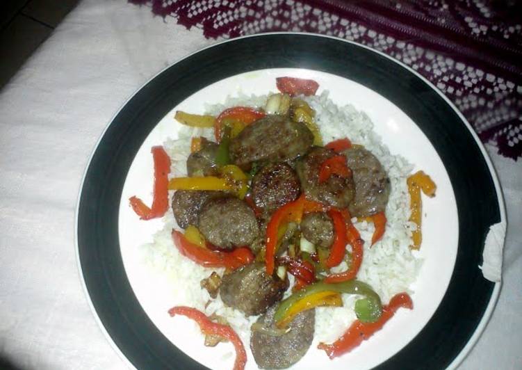 Sausage, Peppers &amp; Onions w/ Rice