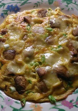 A picture of Mushroom and stilton omelette.