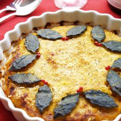 A picture of Spicy Minced Meat Kabocha Casserole for the Holidays.