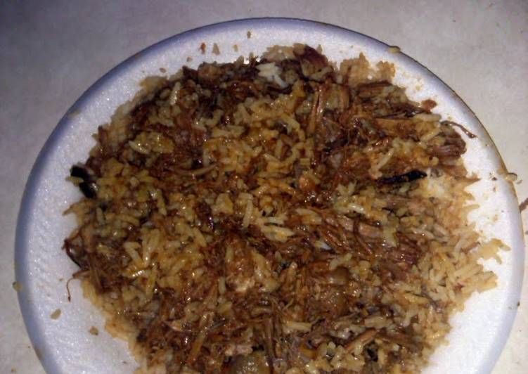 Barbeque pulled pork over rice