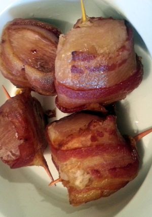A picture of Bacon-wrapped Malanga.