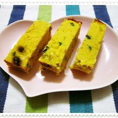 A picture of Okara, Soy Milk and Kabocha Cake.