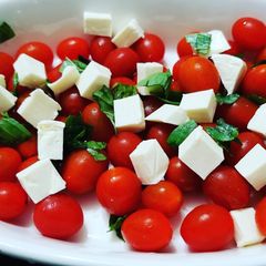 A picture of Lazy Basil Tomatoes and Cheese Salad.
