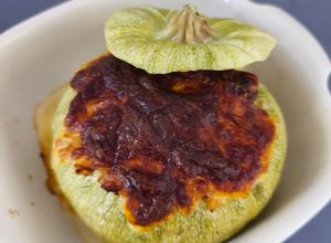 Una foto de Calabacines Rellenos de Arroz y Shimeji