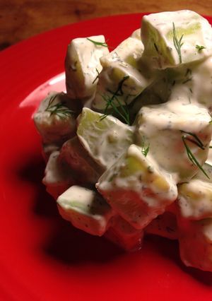 A picture of Cucumber Salad With Dill And Greek Yogurt.