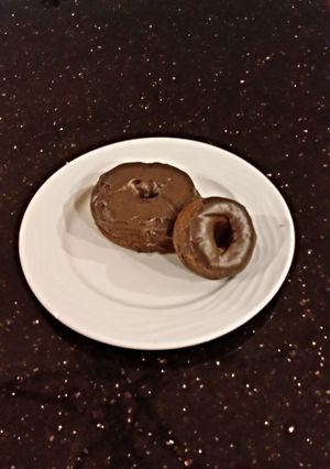 A picture of Baked Chocolate Glazed Donuts.