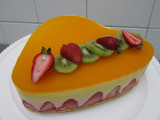 Tarta corazón mousse de fresa y maracuyá