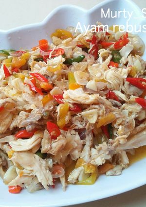 Foto resep Ayam rebus suwir (pedes)