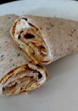 A picture of My Pancake Egg rolled in a Wrap.