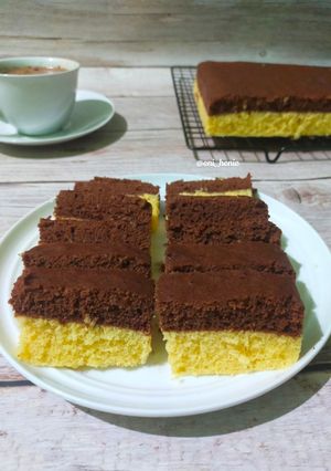 Foto resep 1108. Bolu Kukus Jagung Manis Lapis Coklat 3 Telur