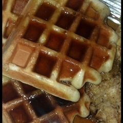 A picture of SugaMamas Apple Oatmeal Bacon Waffles.