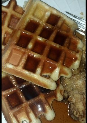 A picture of SugaMamas Apple Oatmeal Bacon Waffles.