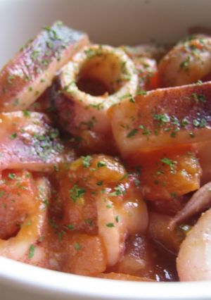 A picture of Easy Italian at Home: Squid with Tomatoes.