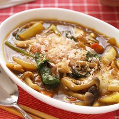 A picture of Thick, Steaming Hot Japanese-style Curry with Daikon Radish and Mochi.