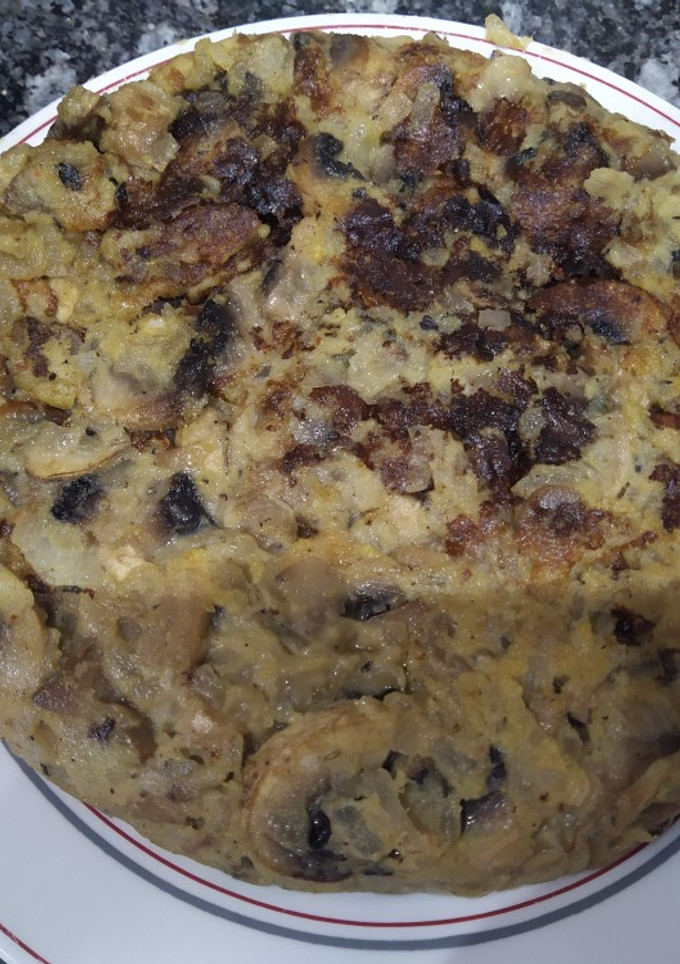Una foto de Tortilla de champiñones vegana