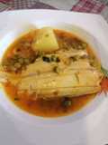 197. Cazuela de lenguado con guisantes y patatas