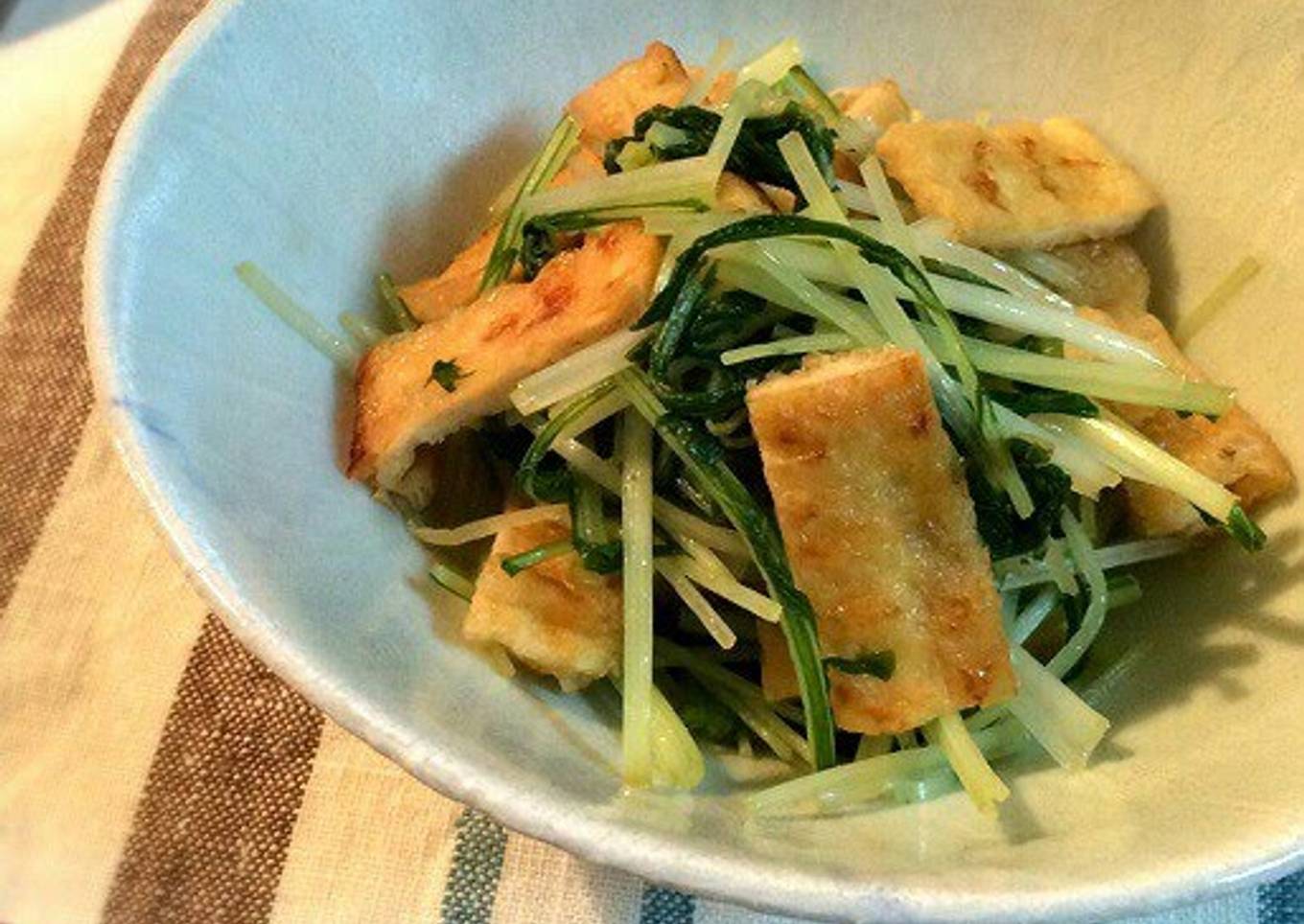 A Quick Side Dish! Stewed Fried Tofu and Mizuna