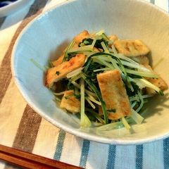 A picture of A Quick Side Dish! Stewed Fried Tofu and Mizuna.