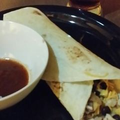 A picture of Iz's Pulled Pork Burrito.