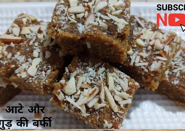 Steps to Prepare Super Quick Homemade Healthy Barfi Recipe §§ Aata, Gond aur Gud ki Healthy Barfi §§