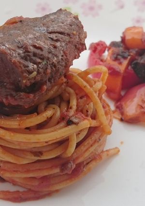 A picture of Spaghetti In Black Bean Mackerel Sauce.