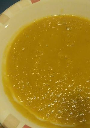 A picture of Slow Cooker ginger pumpkin and carrot soup.