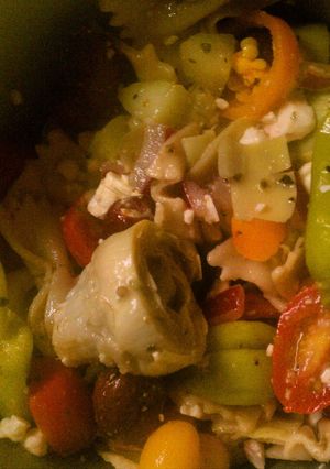 A picture of Greek Pasta Salad.