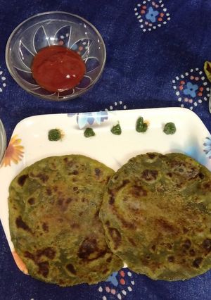 પાલક એન્ડ ધાણા મસાલા પરાઠા રેસીપી મુખ્ય ફોટો