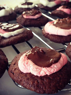 A picture of My specialty triple chocolate cookies with marshmallows.