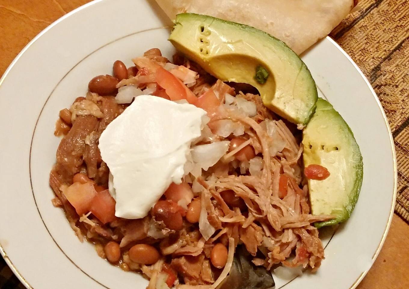 Crock Pot Bean & Rice Bowl Mexican Pork