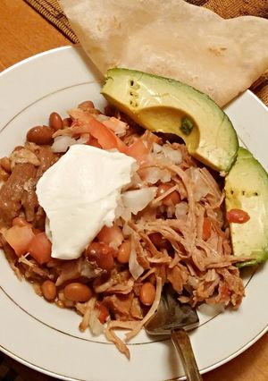 A picture of Crock Pot Bean & Rice Bowl Mexican Pork.