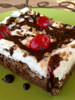 A picture of Hot Fudge Chocolate Bread Pudding Cake.