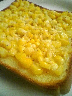 A picture of Toast with Corn and Butter.