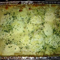 A picture of Chicken Alfredo Baked Ziti "cheesy".