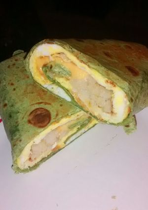 A picture of Easy Cheesy Breakfast wrap.