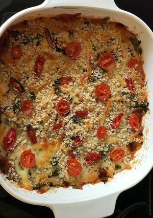 A picture of Onion, aubergine and tomato bake recipe.