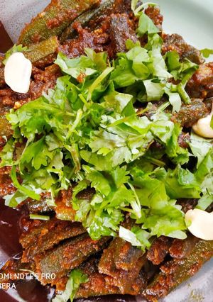 A picture of Stuffed Okra recipe (Lady’s finger/bhindi sabzi):-.