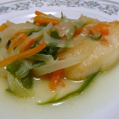 A picture of Plenty of Veggies! Oily Flounder Steamed Vegetables.