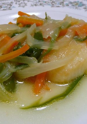 A picture of Plenty of Veggies! Oily Flounder Steamed Vegetables.